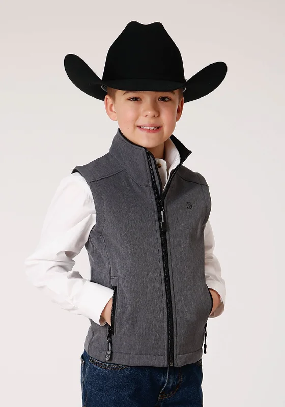 Noble Temperament Roper Boys Heather Grey Polyester Softshell Fleece Vest