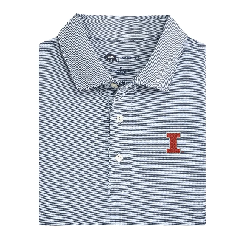 Luxury and fashionable Hairline Stripe Illinois Printed Performance Polo - True Navy