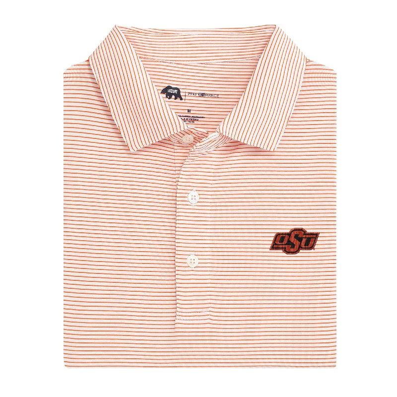 Advanced Customization Birdie Stripe Oklahoma State Performance Polo - Orange