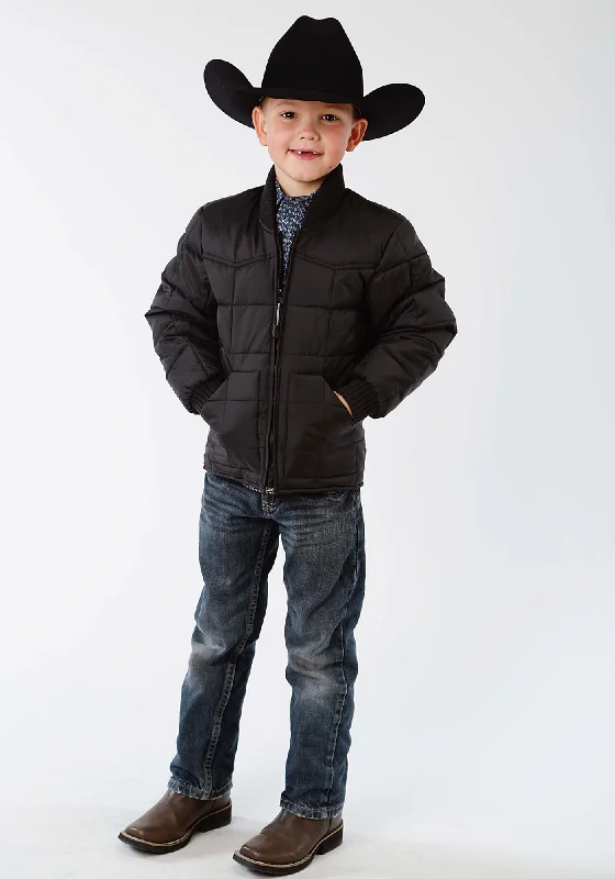 Comfortable and simple Roper Rangegear Boys Kids Black Polyester Insulated Jacket