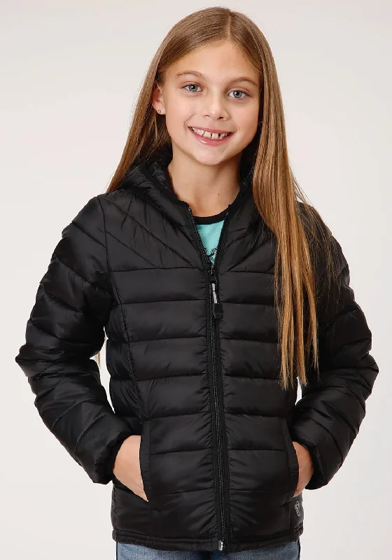 Boutique Recommendation Roper Girls Kids Black Polyester Crushable Poly Filled Jacket