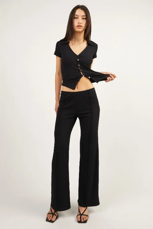 Exquisite Craftsmanship POLO KNIT BUTTON FRONT TOP