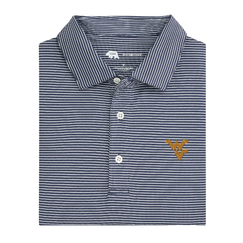 Spring Fashion Birdie Stripe West Virginia Performance Polo - Dark Denim