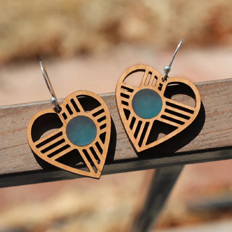 Fashionable And Versatile Heart Zia Earrings in Cherry & Turquoise