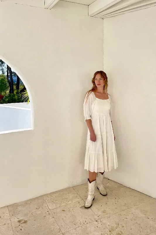 Easy Fashion SMOCKED MIDI DRESS