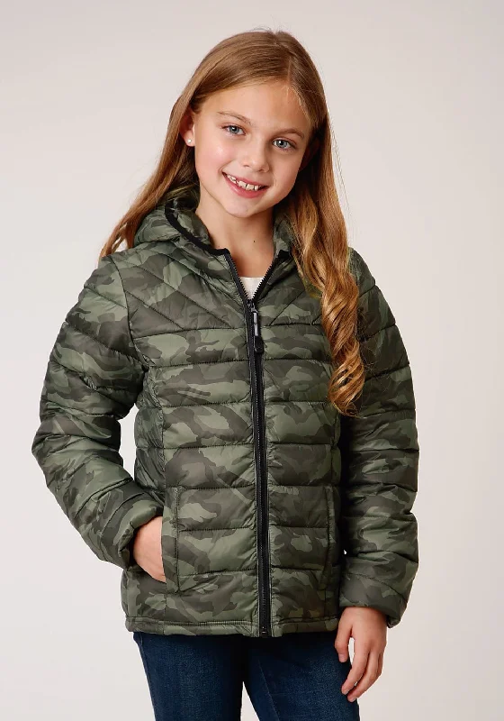 Personalized Wear Roper Girls Camo Nylon Parachute Insulated Hood Jacket