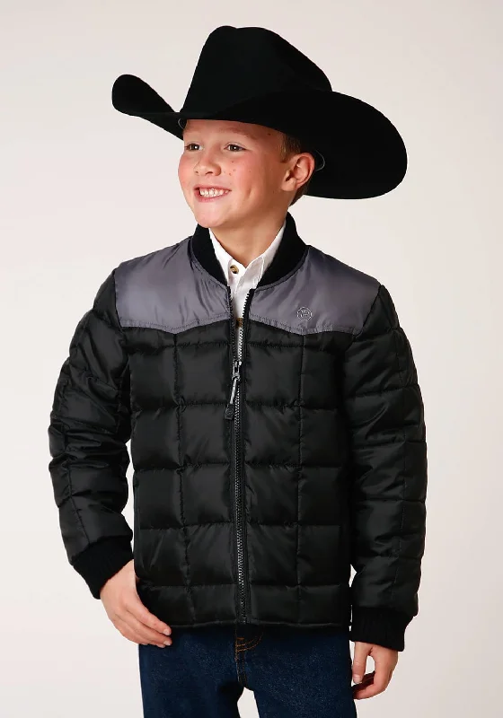 Street Charm Roper Boys Black/Grey Polyester Insulated Western Jacket