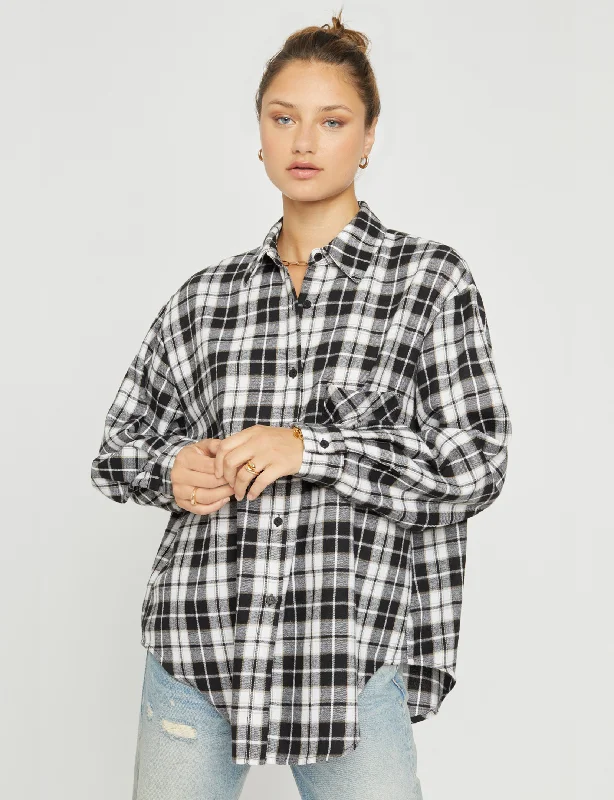 Printed Patterns Harvest Flannel, Black/White