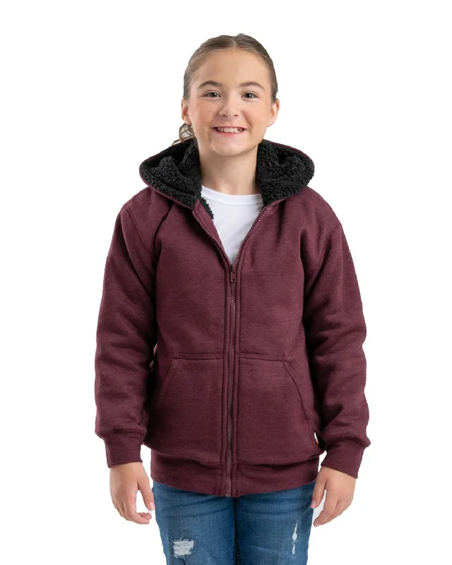Classic Design Berne Womens Sherpa-Lined Sweatshirt Cabernet Cotton Blend Hoodie