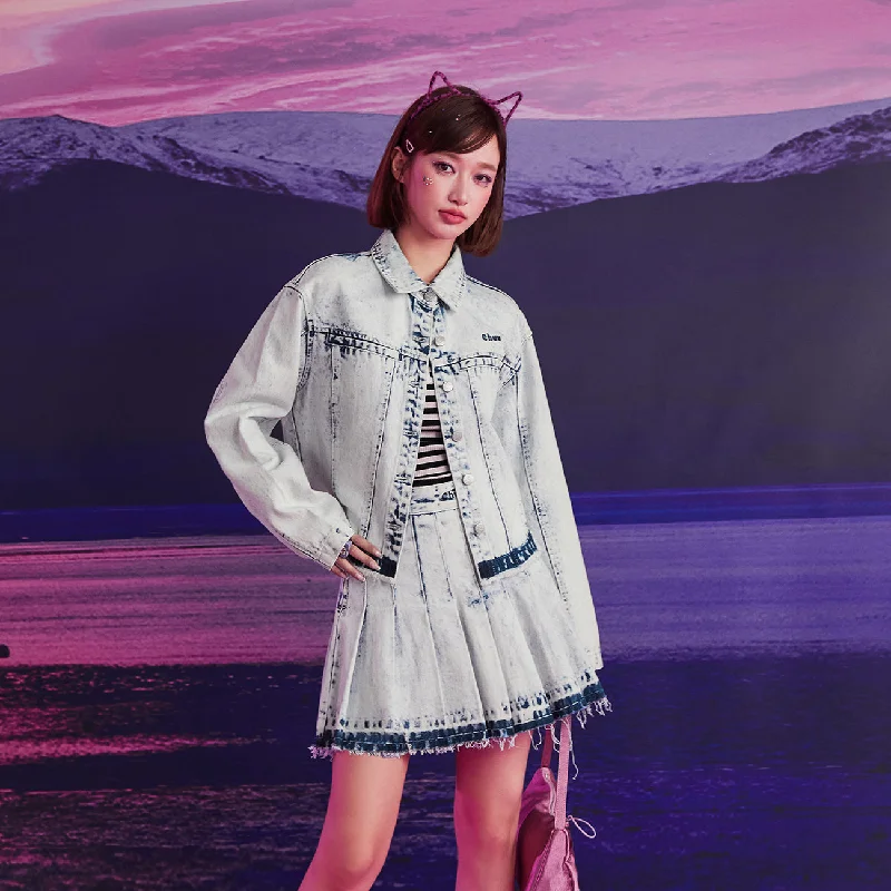 Fashionable Inner Wear Frayed Hem Denim Jacket