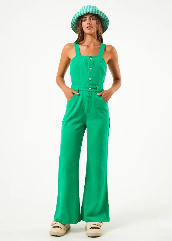 Personalized print AFENDS Womens Sleepy Hollow Arlo - Twill Jumpsuit - Forest