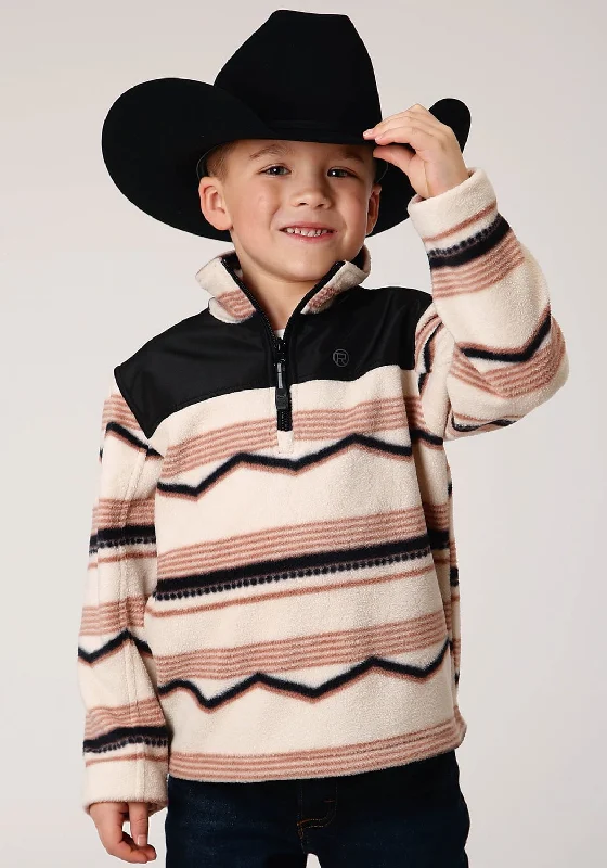 Elegant And Charming Roper Boys Kids Cream/Black Polyester Horizontal Aztec Jacket