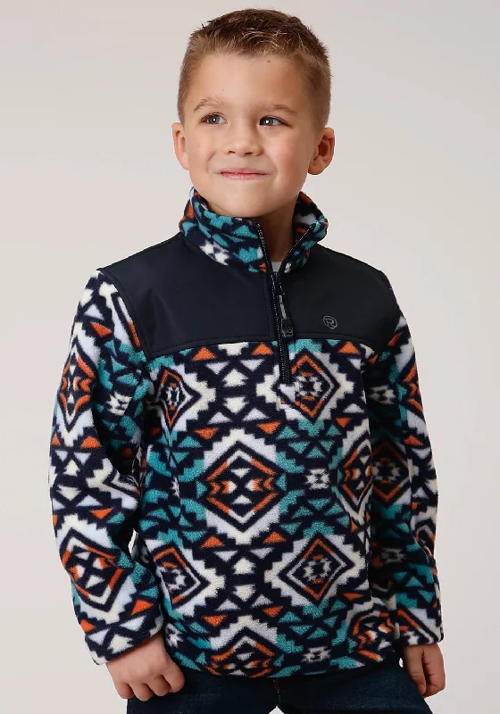 Lazy Home Roper Boys Kids Navy Multi Polyester Fleece Jacket