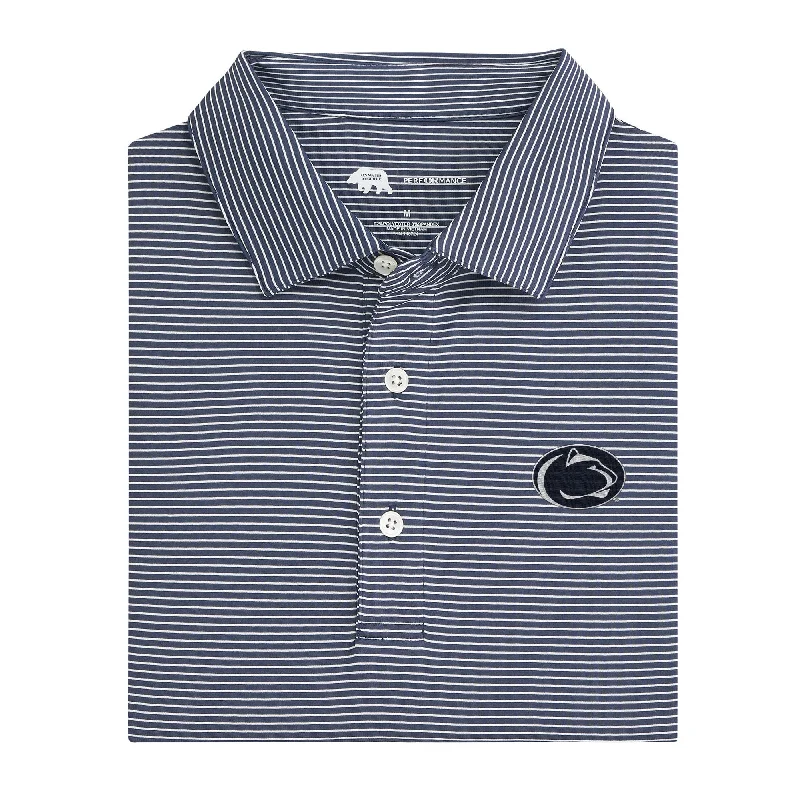 Luxury Temperament Birdie Stripe Penn State Performance Polo - Dark Denim