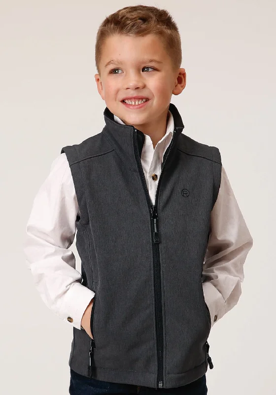 Printed pattern Roper Boys Kids Heather Grey Polyester Softshell Vest