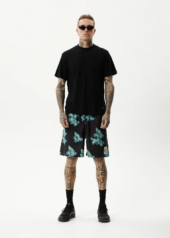 Exquisite Tailoring AFENDS Mens House Of Darwin - Oversized Shorts - Charcoal Floral