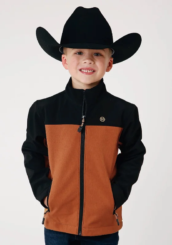 Personalized Clothing Roper Boys Kids Caramel/Black Polyester Softshell Combo Jacket