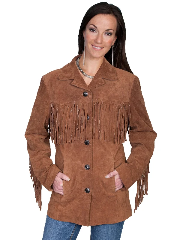 Comfortable Dresses Scully Leather Womens Fringe Yokes Sleeves Suede Jacket Cinnamon