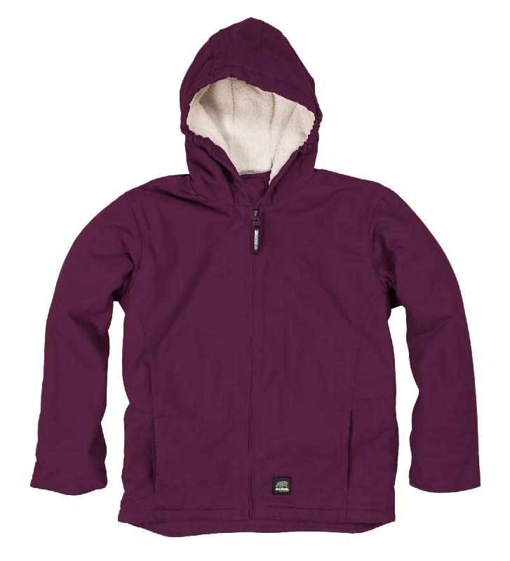 Cozy Vibes Berne Plum 100% Cotton Girls Hooded Coat