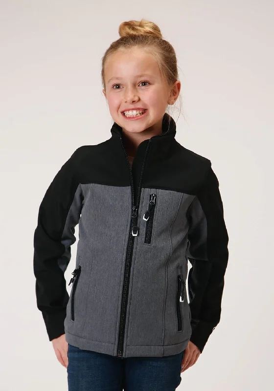 Free Design Roper Girls Grey/Black Polyester Softshell Jacket