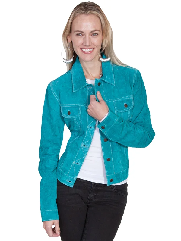 Stylish Ease Scully Womens Turquoise Boar Suede Jacket