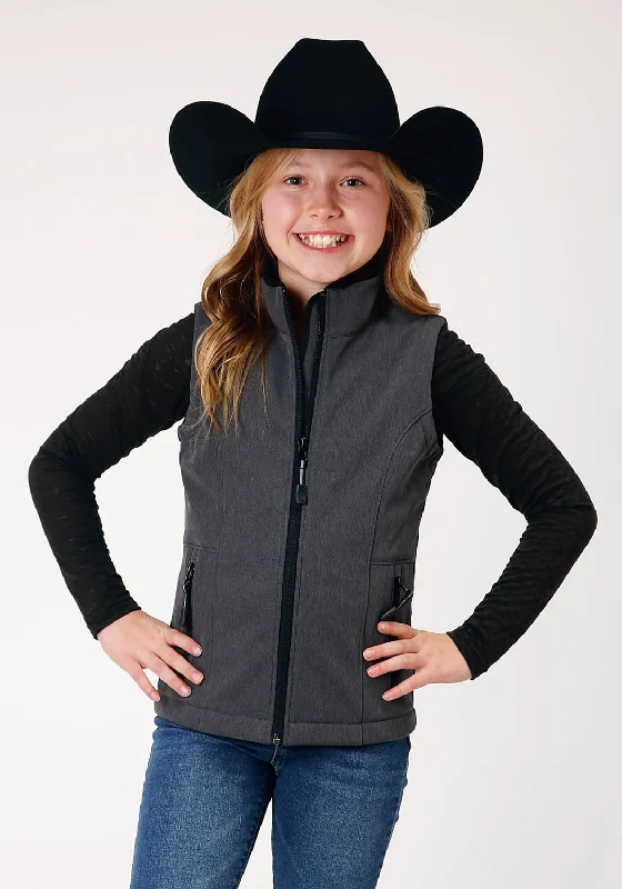 Slim Fit Roper Girls Kids Heather Grey Polyester Softshell Vest
