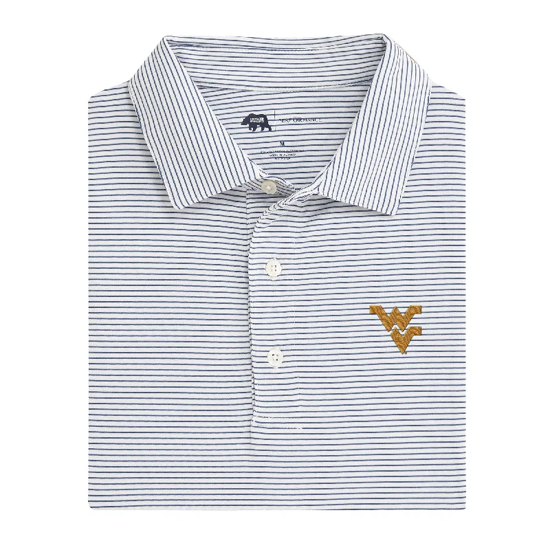 High Street Style Birdie Stripe West Virginia Performance Polo - True Navy