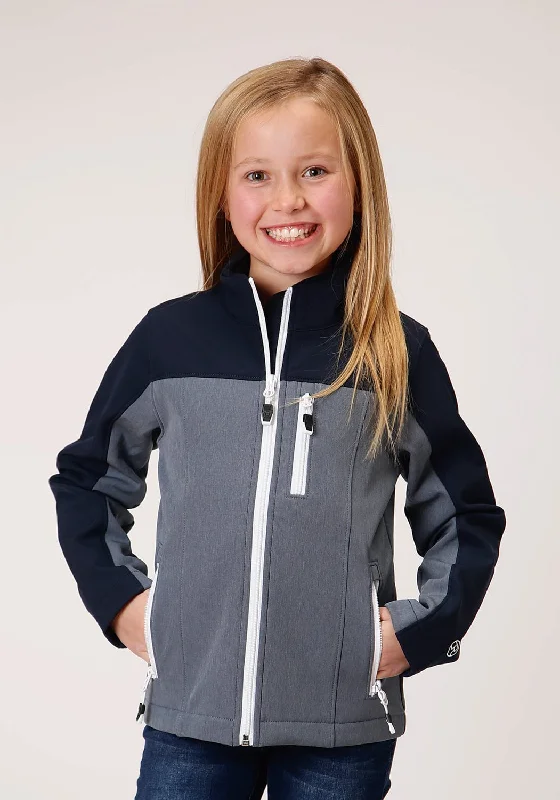 Relaxed Style Roper Girls Navy Blue Polyester Softshell Jacket