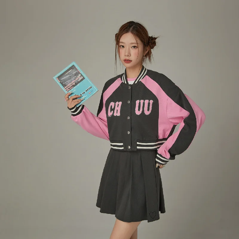 Noble And Elegant Logo Varsity Cropped Jacket