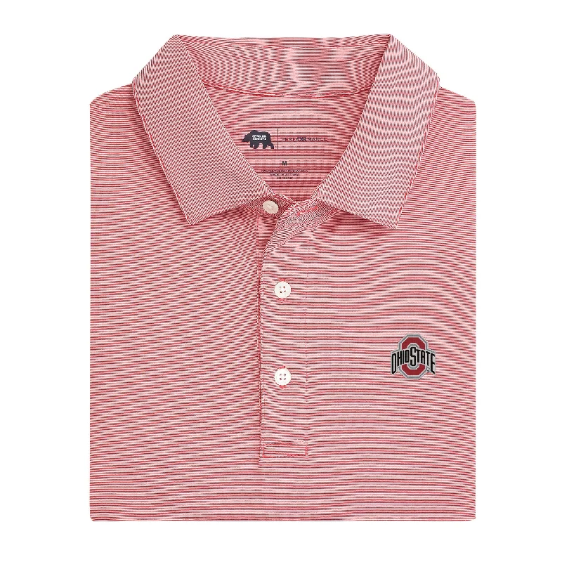 Leisure Sports Hairline Stripe Ohio State Performance Polo - Red