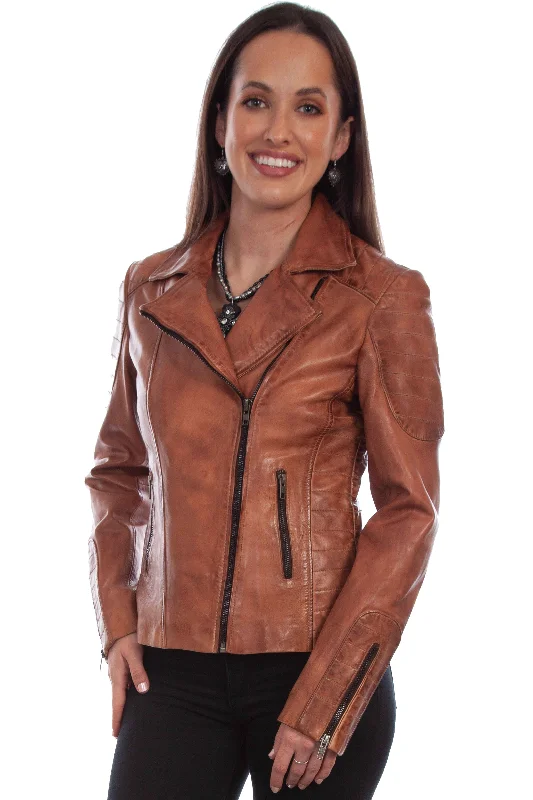 Chic Comfort Scully Womens Brown Leather Sanded Jacket