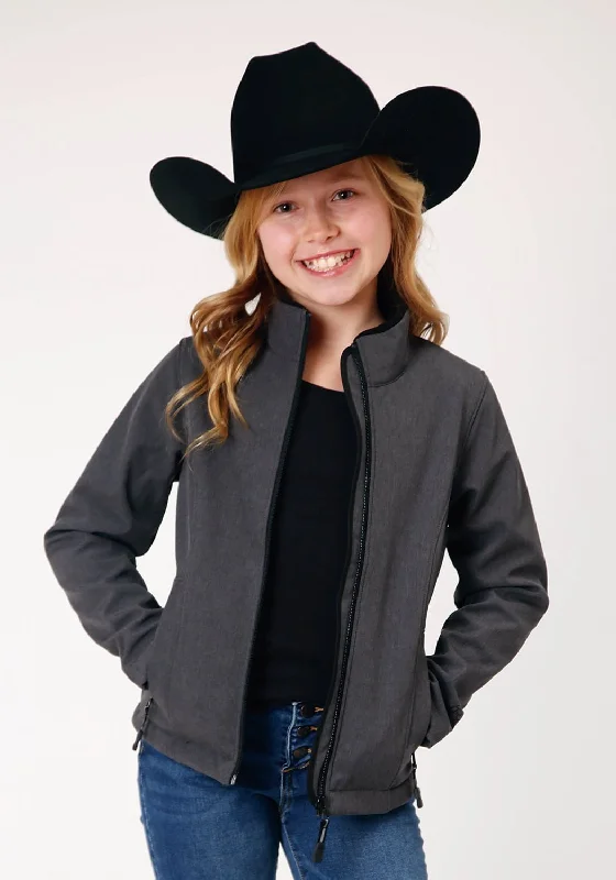 Playful Style Roper Girls Kids Heather Grey Polyester Softshell Jacket