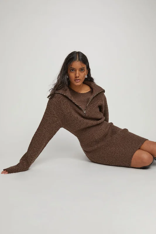 Unique prints HALF ZIP SWEATER DRESS