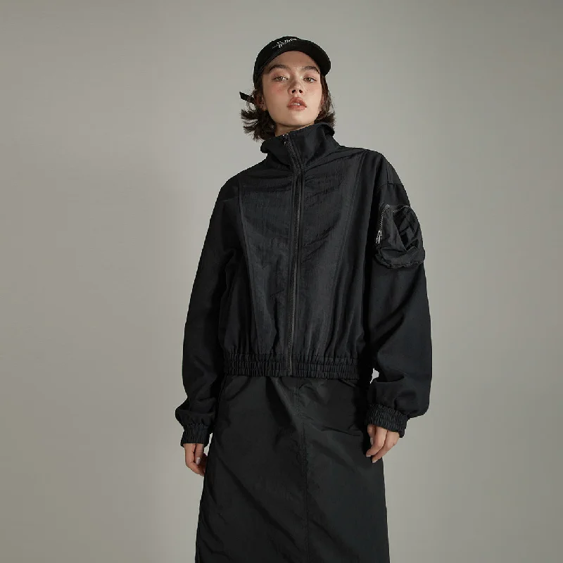 Bright Colors High Neck Pocket Jacket