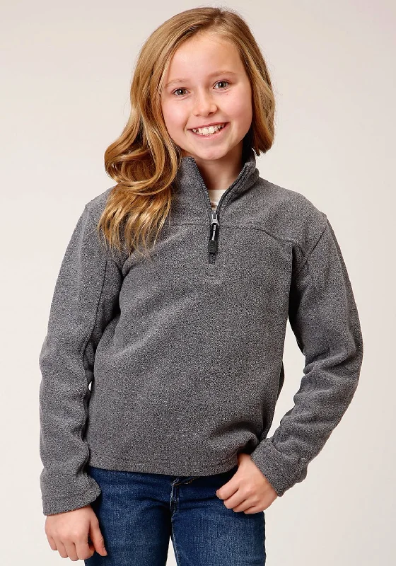 Versatile Itinerary Roper Girls Kids Charcoal Polyester Micro Fleece Jacket