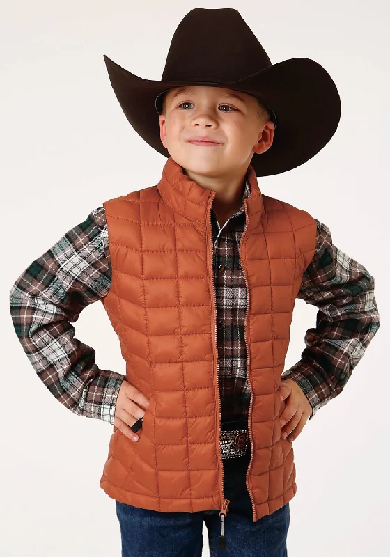 American Style Roper Boys Kids Rust Nylon Crushable Poly Filled Vest