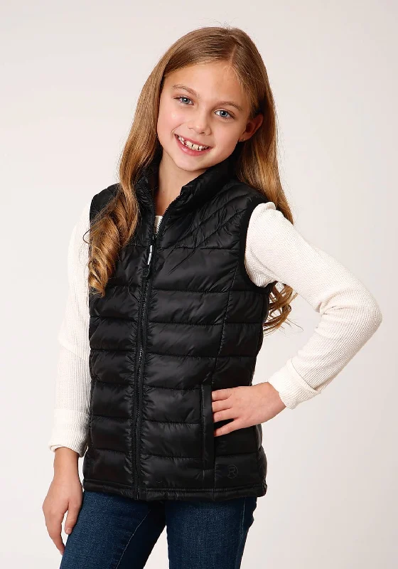 Classic Color Roper Girls Black Nylon Parachute Insulated Vest