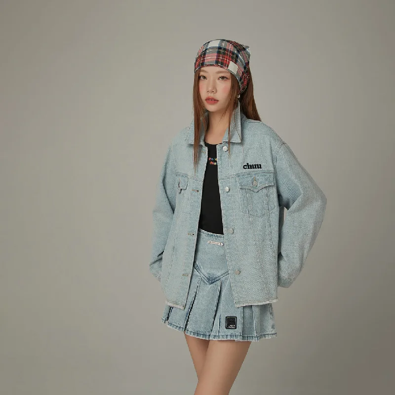 High waist design Logo Boxy Denim Jacket