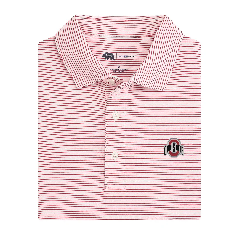 Elegant Series Birdie Stripe Ohio State Performance Polo