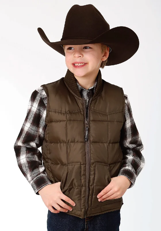 Moisture wicking Roper Boys Kids Chocolate Polyester Quilted Insulated Vest