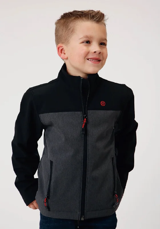 Celebrity Style Roper Boys Kids Black/Gray Polyester Softshell Combo Jacket
