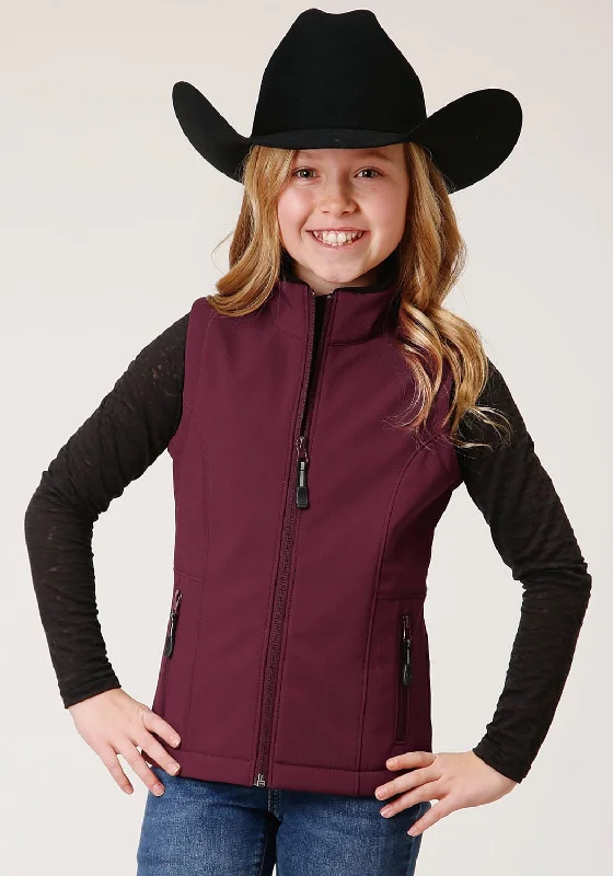 Design Perception Roper Girls Kids Wine Polyester Softshell Vest