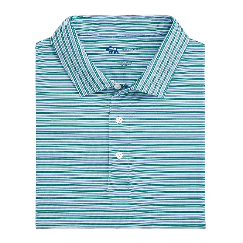 Sporty Elegance Wedge Stripe Performance Polo - Posy Green