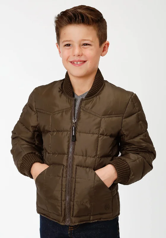 Fashionable Prints Roper Boys Kids Chocolate Polyester Quilted Insulated Jacket