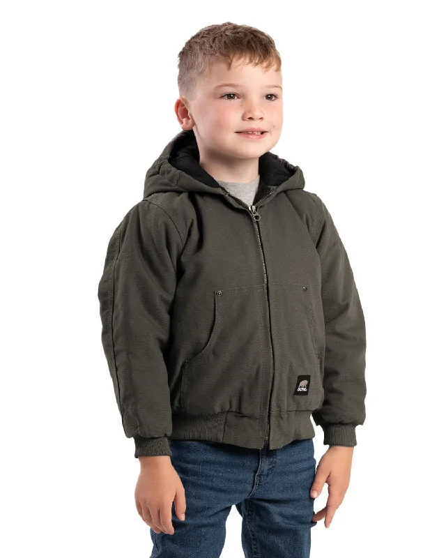 Urban Style Berne Apparel Unisex Softstone Duck Hooded Olive Duck 100% Cotton Cotton Jacket