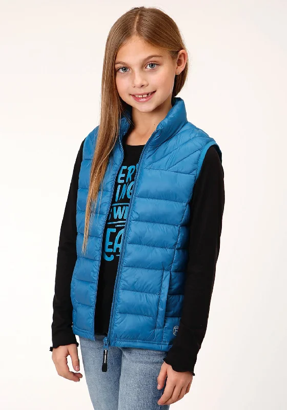Classic Items Roper Girls Kids Blue Nylon Crushable Poly Filled Vest