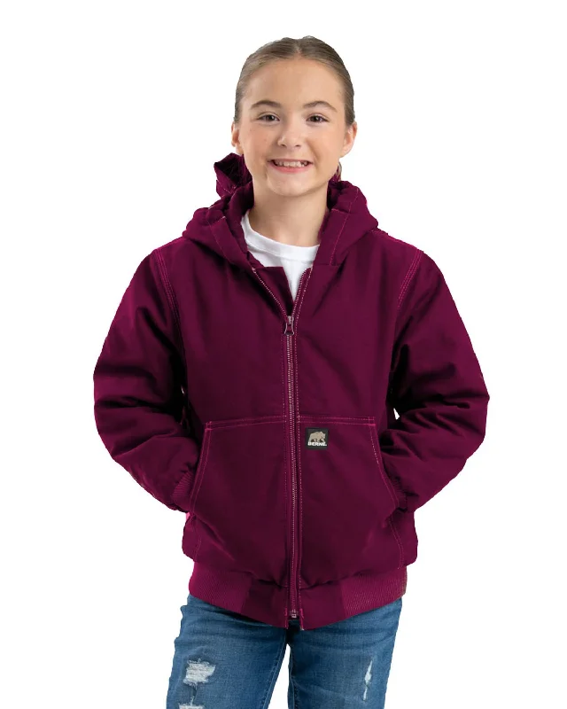 Relaxed Wear Berne Youth Unisex Highland Softstone Duck Hooded Plum 100% Cotton Jacket