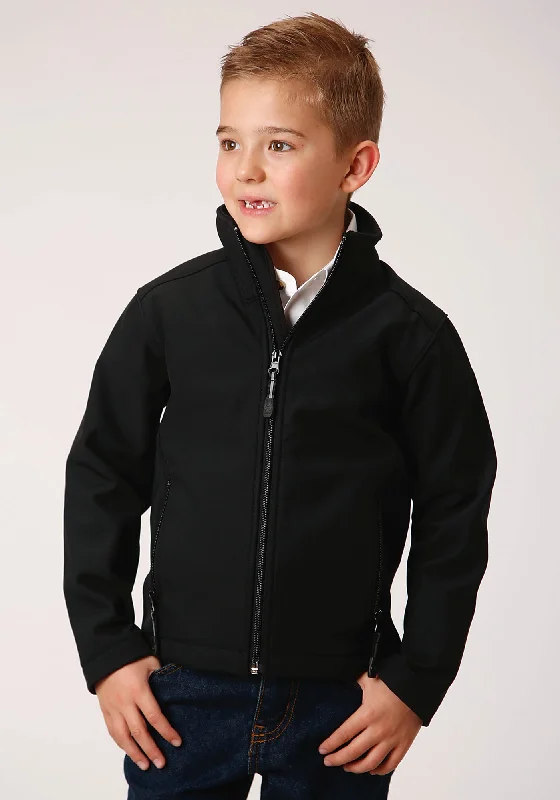 Short skirt design Roper Technical Boys Kids Black Polyester Softshell Jacket