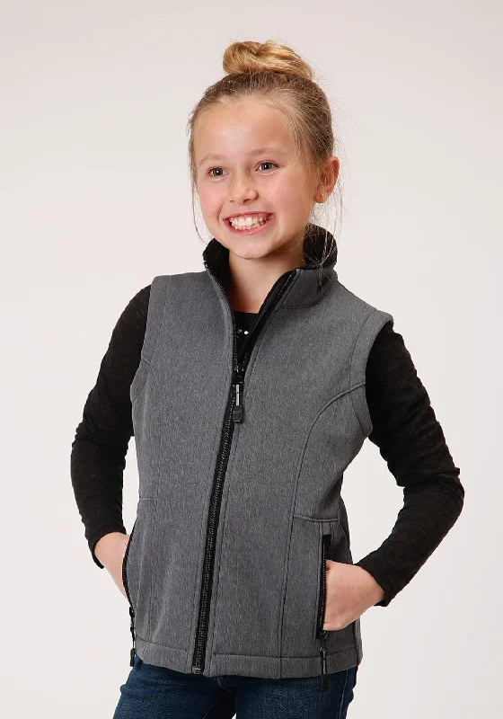 Luxury Style Roper Girls Heather Grey Polyester Softshell Vest