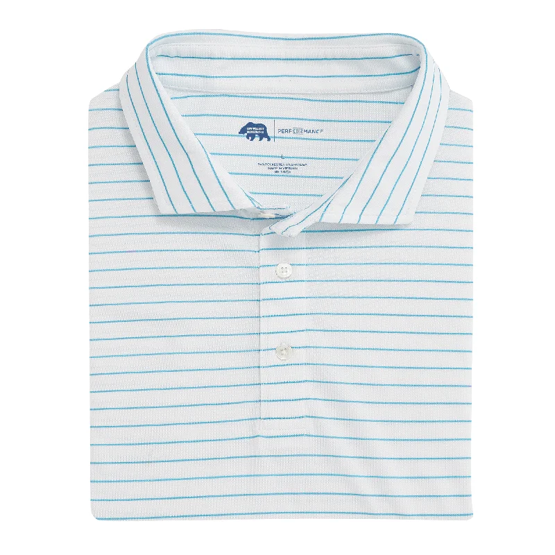 Fashionable Ease Tourney Stripe Performance Pique Polo - Cabana Blue